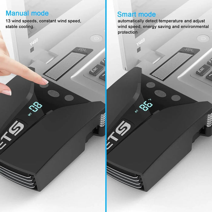 Laptop Fan Cooler – USB Vacuum Heatsink, 13 Speeds with Temperature Display