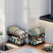 2-Tier Dish Drainer with Drain Board, Cup & Utensil Holders