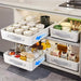 Pull-Out Cabinet Organiser Tray with Handle — Plastic, Reusable (White, M/L)