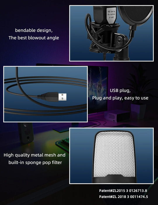 USB Condenser Microphone Kit for PC & Laptop — Desktop Streaming, Podcasting and Gaming