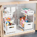 2-Tier Under-Sink Pull-Out Organiser — Adjustable Height Thickened Metal Sliding Drawers (Black or White)