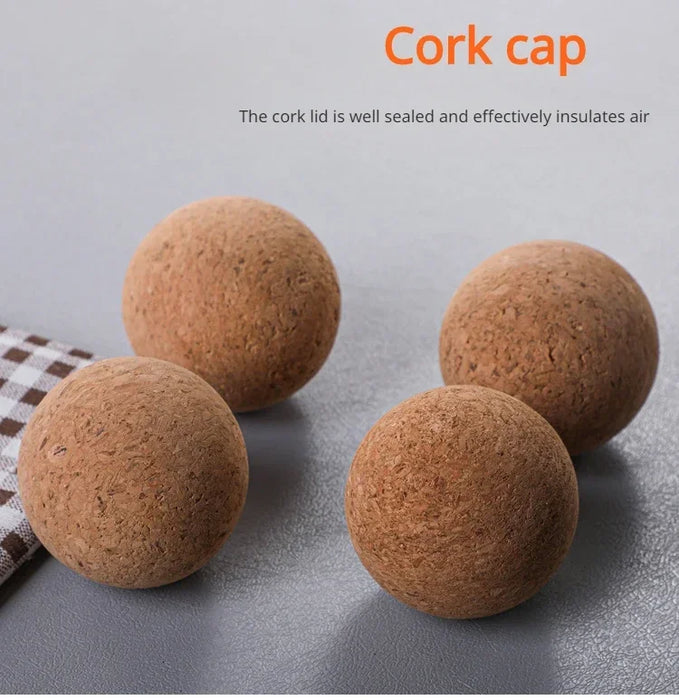 Hand‑blown Glass Storage Jars with Ball Cork Stopper — Transparent Kitchen Organiser for Tea, Spices & Nuts