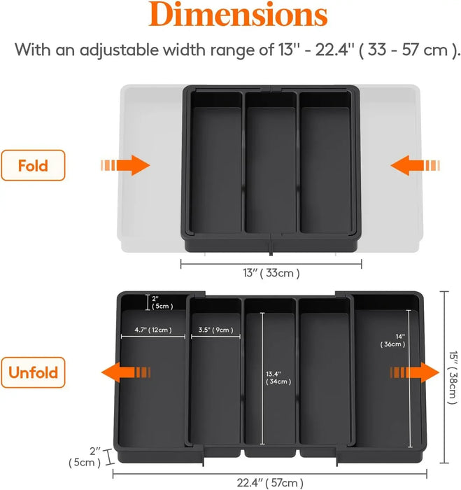 Kitchen Cutlery Drawer Organiser — Expandable, Adjustable Utensil Tray for Spoons, Forks & Knives