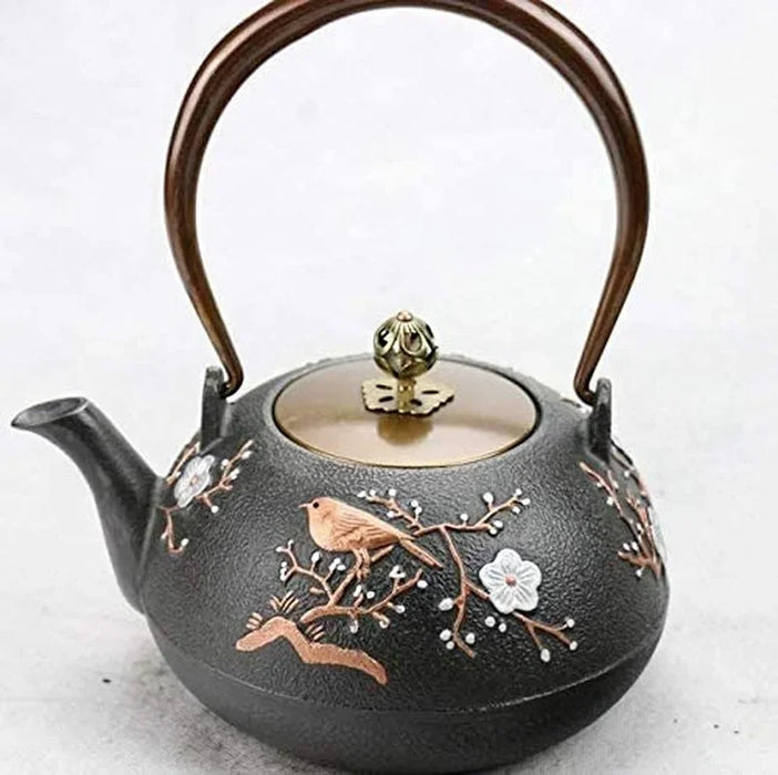 Cast Iron Peanut Teapot Kettle — about 1.0 L (Black)