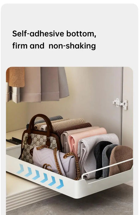 Metal Slide‑Rail Pull‑Out Cabinet Organiser with Self‑Adhesive Base