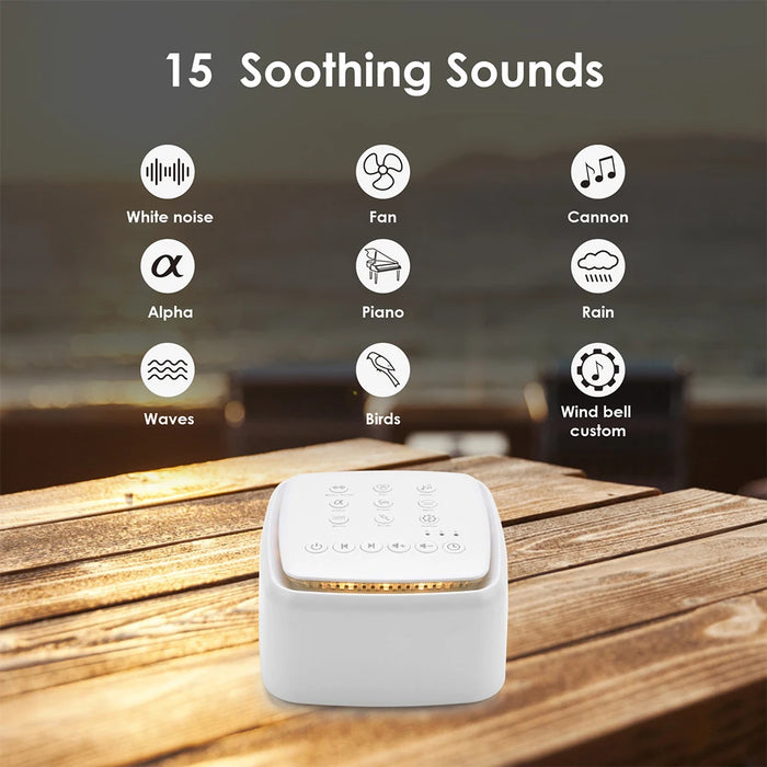 Rechargeable White Noise Machine – 30 Soothing Sounds & Warm Light