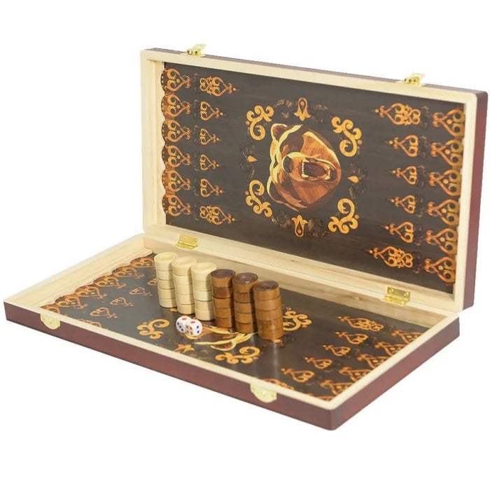 Foldable Wooden Backgammon Set – Portable Board with 30 Pieces (29/39/49cm)