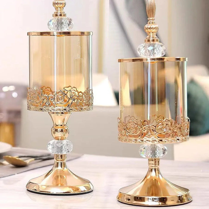 Light Luxury Crystal Glass Storage Jar with Lid — European & American Style