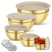 10-piece Gold Stainless Steel Mixing Bowl Set with Lids & Sharpener - Dishwasher-safe