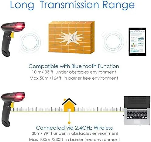 Wireless 2D QR Barcode Scanner NT-1228BL — Bluetooth & USB