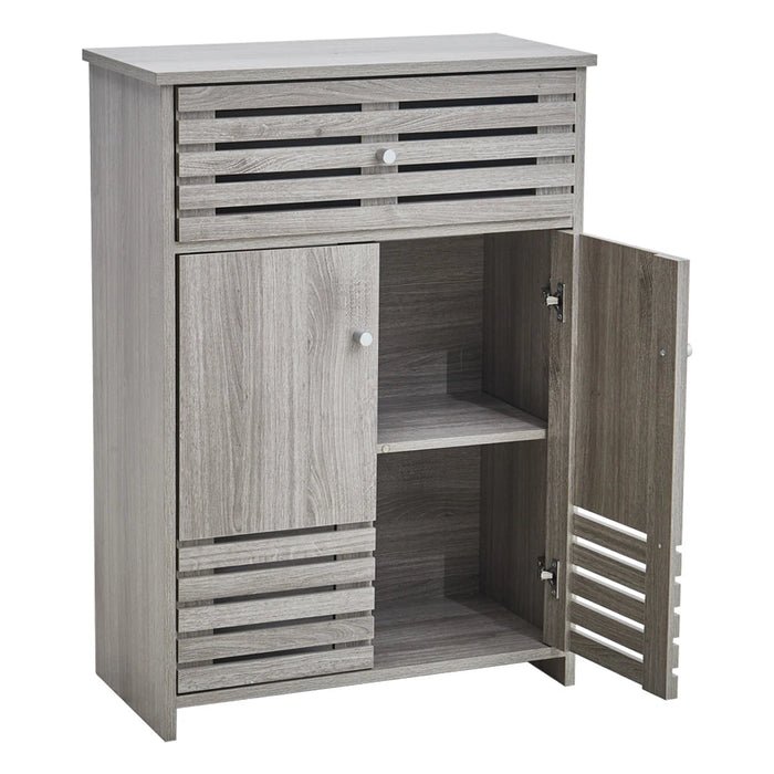 Modern Wooden Freestanding Bathroom Cabinet - Grey Oak, 60 x 30 x 85cm