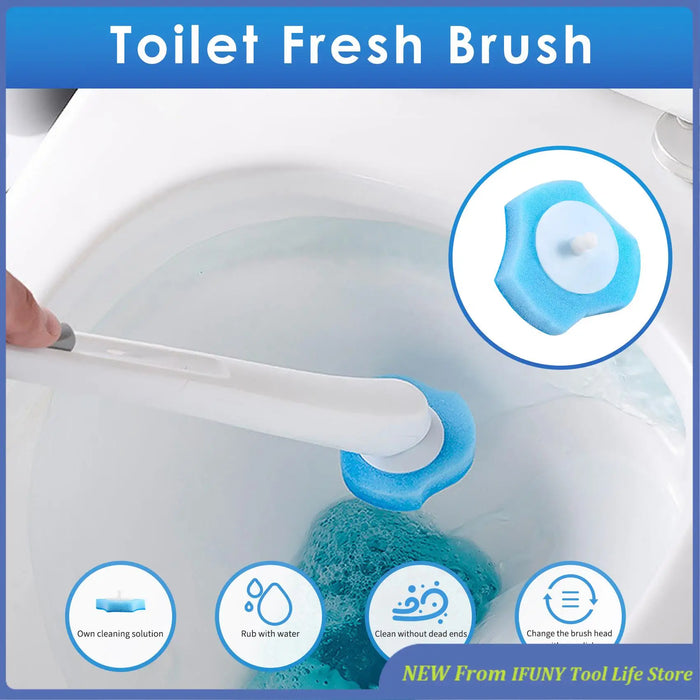 Flushable Toilet Brush Refills – 48 Disposable Sponge Heads (Blue)