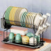 2-Tier Dish Drying Rack with Drip Tray, Cup & Utensil Holders