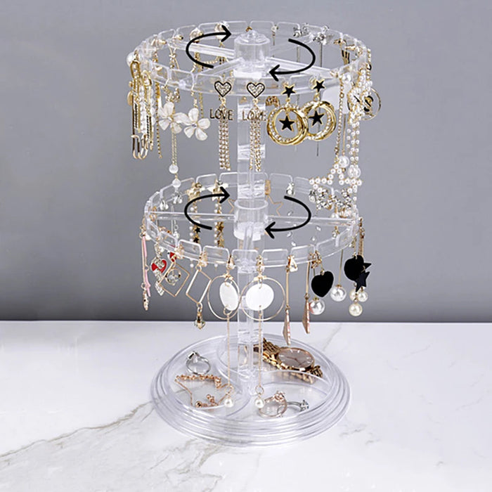 Rotating Jewellery Organiser – Compact Stand for Earrings, Necklaces & Bracelets