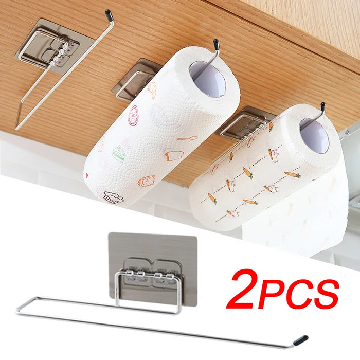 Drill-Free Stainless Steel Wall-Mounted Paper Towel & Toilet Roll Holder