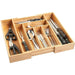 Expandable Bamboo Cutlery Tray – 6–8 Compartment Drawer Organiser (32–52cm)