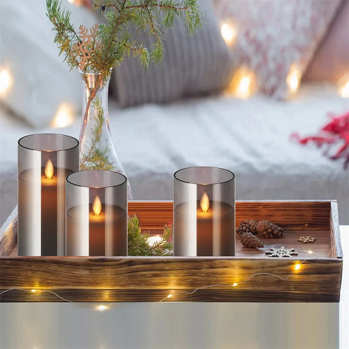 Set of 3 LED Flameless Candles with Remote Control — Flickering Décor Lights for Weddings & Parties