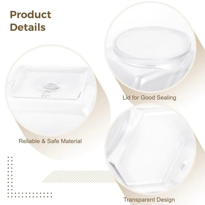 Clear Hexagonal Candy & Cookie Jar with Lid — Reusable Plastic Countertop Organiser