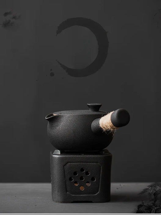 Japanese-style Rough Pottery Side-Handle Teapot — 500ml Handmade Ceramic