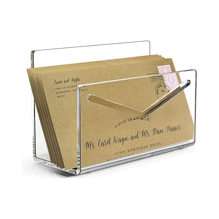 Acrylic Desk Organiser - Clear Letter Sorter & File Holder (15.3 x 10 x 7.5 cm)