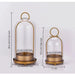 Vintage Brass Metal Candle Holder Set with Glass Domes