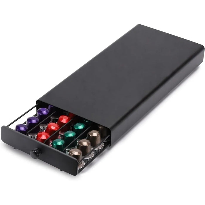 Metal Coffee Pod Drawer – 40-Capsule Storage Organiser for Home & Office Counter