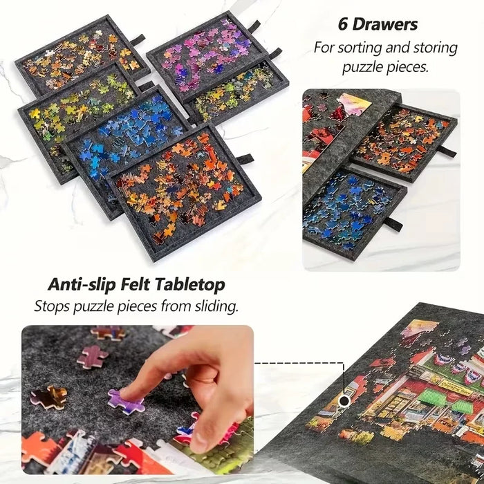 Tilting Puzzle Board with Stand and Cover — Portable 1000‑Piece Jigsaw Table with 6 Drawers