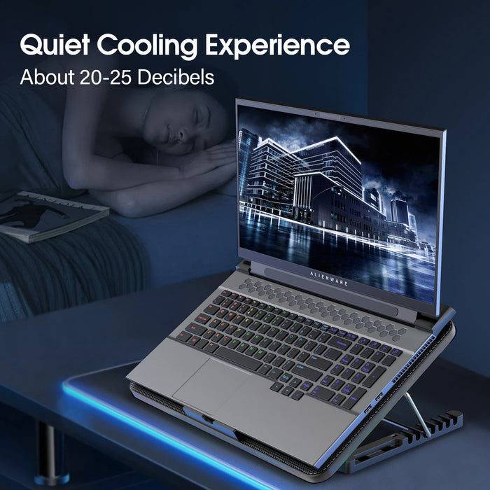 Laptop Cooling Pad for 12–17.3-inch Laptops — 6 Quiet Fans, 7-Stage Height & Phone Holder