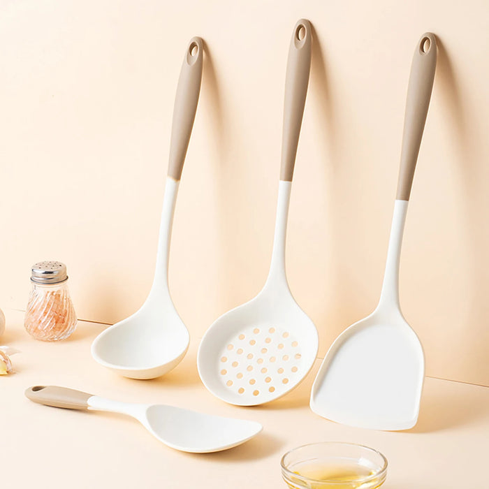 4-piece Silicone Kitchen Utensil Set — Pot Shovel, Slotted Spoon, Soup Spoon & Ladle