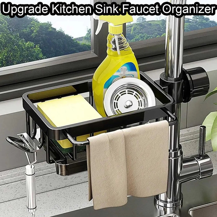 Kitchen Sink Faucet Organiser — Rustproof Adjustable Sponge & Brush Holder