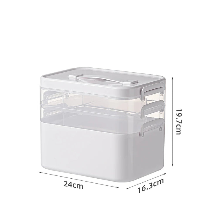 Large Portable Multi‑Tier Medical Storage Box — Plastic Medicine Cabinet