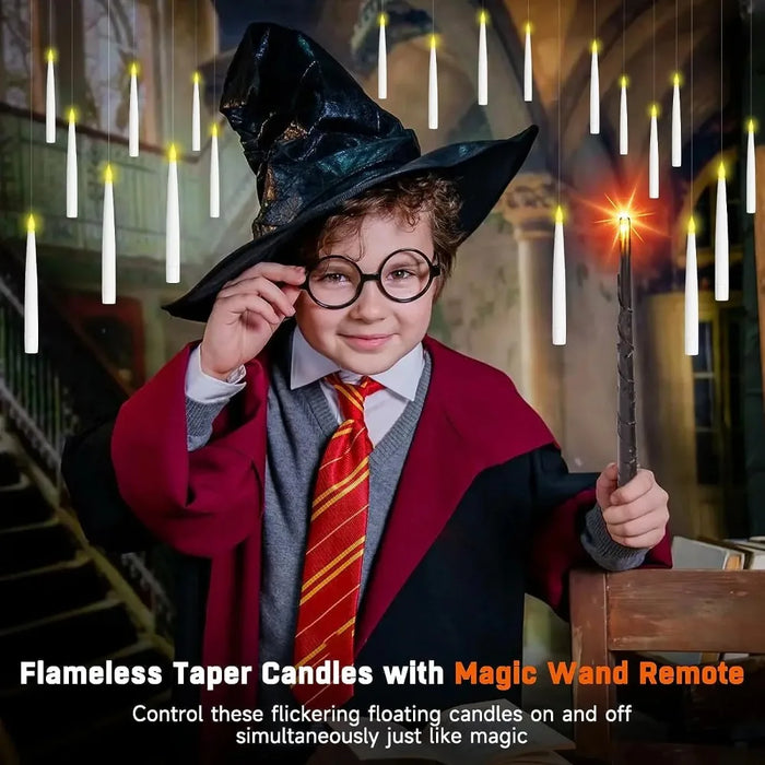 10/12 LED Floating Flameless Candles with Magic Wand Remote
