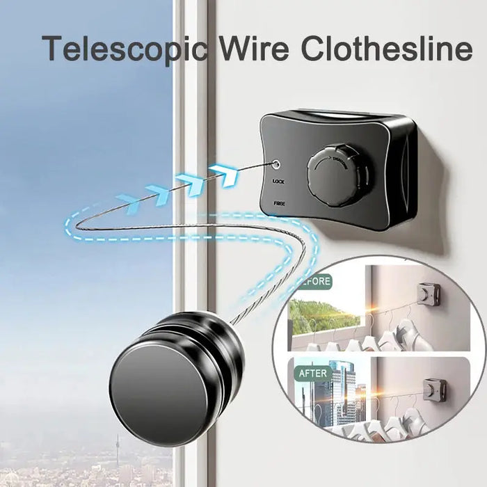Wall-Mounted Retractable Clothesline — Space-Saving Adjustable Indoor Laundry Line
