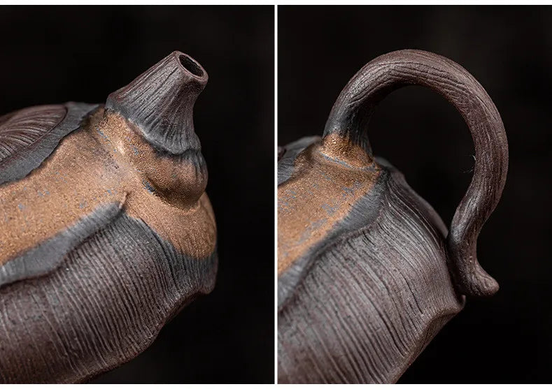 Japanese‑Style Gilt Iron‑Glaze Ceramic Teapot 250ml – Handmade Pu'er & Oolong Teaware