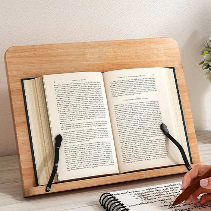 Adjustable Wooden Book Stand – Pine Reading Rack for Kids & Adults with Tablet Holder