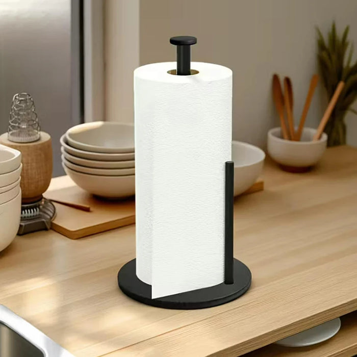 Stainless Steel Kitchen Roll Holder with Weighted Base - Heavy-Duty Countertop Organiser