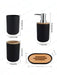 4‑Piece Bathroom Accessory Set – Plastic with Bamboo Toothbrush Holder, Cup & Soap Dish (1‑pc Lotion Dispenser option)