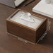Black Walnut-Pattern Wooden Tissue Box with Paper Drawer — Brown