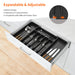 Expandable Cutlery Tray — Wooden or Black Plastic, 6–8 Compartments