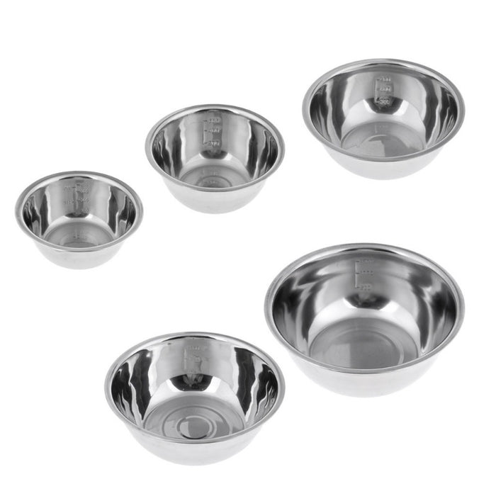 5-piece Stainless Steel Nesting Mixing Bowls (14–24cm) – Non-slip, Lightweight