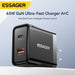 65W GaN USB-C PD Fast Charger with QC3.0 — Phone Adapter for iPhone 16 Pro Max & Galaxy S23 (UK plug option)