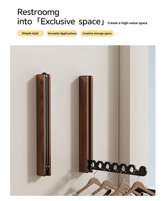 Wood Wall-Mounted Clothes Hanger — Foldable, Space-Saving Drying Rack