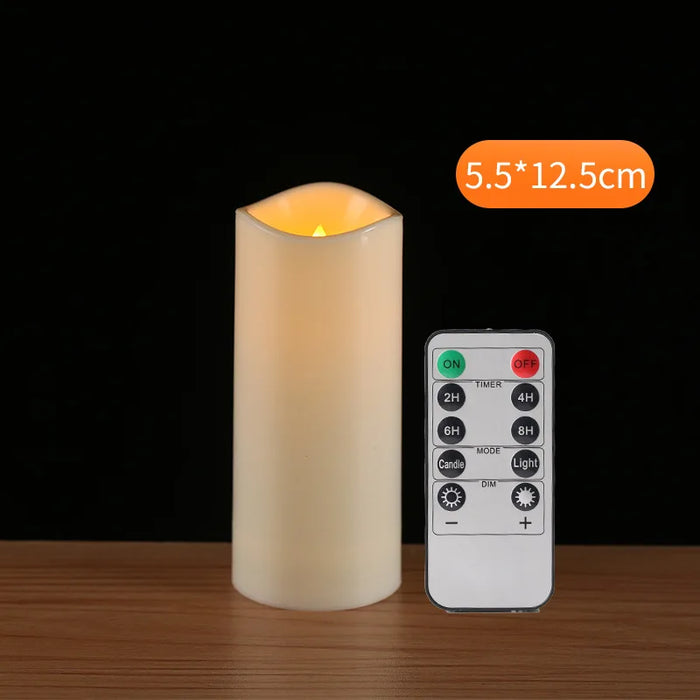 Outdoor Flameless LED Pillar Candles with Remote & Timer — Yellow Flicker, Battery-Operated (3/4pc)