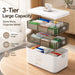 3-Tier Medicine Storage Box — Dustproof Large Capacity Organiser for Home, Bathroom & Office
