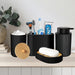 Black 4-Piece Bathroom Accessory Set – Foam Dispenser, Toothbrush Holder, Cotton Box & Soap Dish