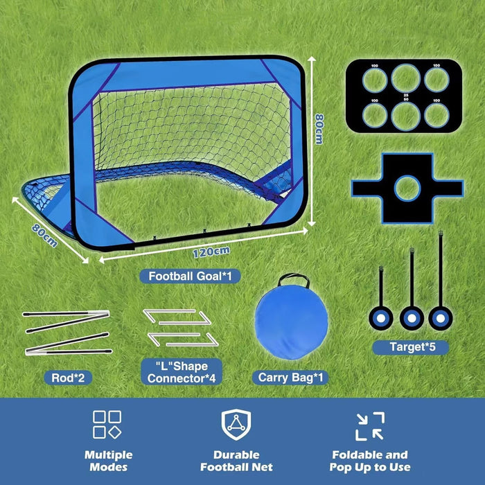 4-in-1 Pop-Up Kids Football Goal – Foldable 120×80×80cm Target Net