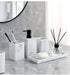4-Piece Marble-Pattern Resin Bathroom Set — Lotion/Soap Dispenser, Toothbrush Holder, Tumbler & Tray (Black or White)