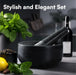 Premium Solid Granite Mortar & Pestle 16cm — Non‑Slip Stone Grinder