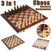 3-in-1 Wooden Travel Games Set – Chess, Checkers & Backgammon (Five Sizes)