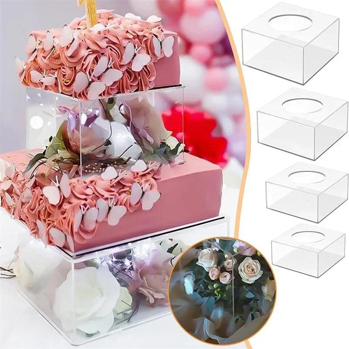 Clear Refillable Acrylic Cake Display – Round, Square or Hexagonal (3mm)
